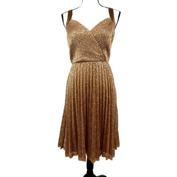 Betsey Johnson Dresses & Skirts - Betsey Johnson Vintage 90’s Gold Lace Cocktail Dress- Size 4